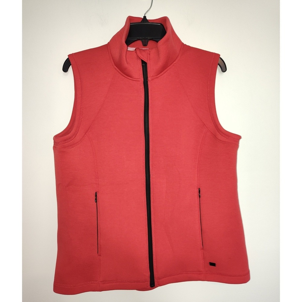 Tommy Hilfiger‎ Sport Womens XL Red Full Zip Quick Dry Athletic Vest Mock Neck